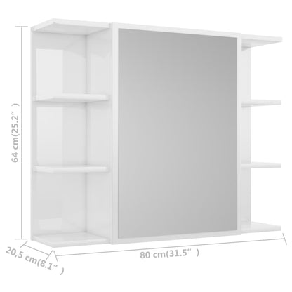 Badrumsspegel Spegelskåp Högglans Vit 80x20,5x64cm
