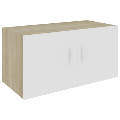 Väggskåp Vit och Sonoma Ek 80x39x40 cm
