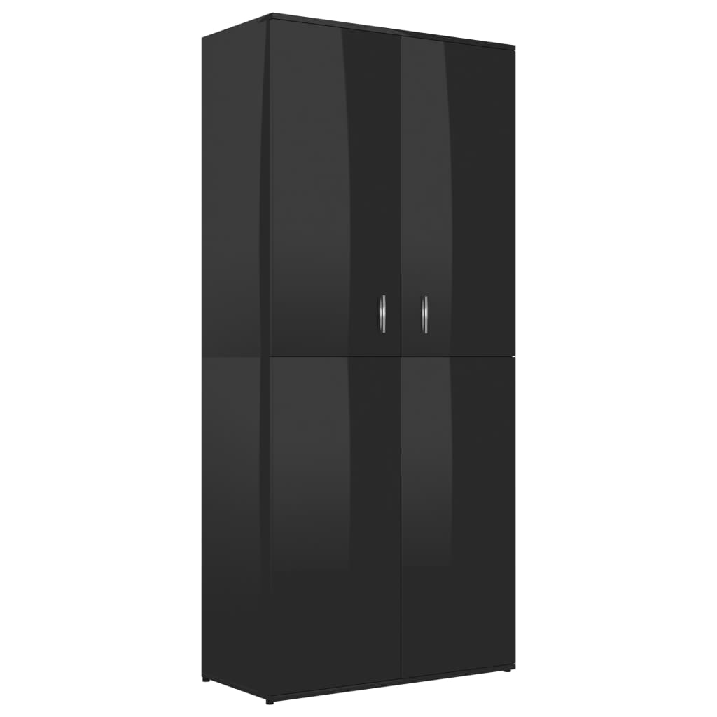 Skoställ Högglans Svart Skoskåp 80x39x178 cm