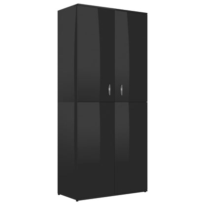 Skoställ Högglans Svart Skoskåp 80x39x178 cm