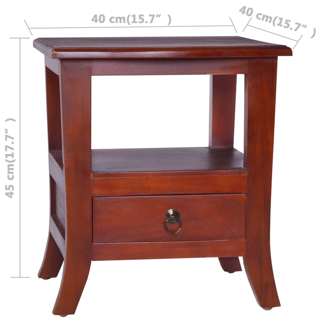 Sängbord klassisk brun massiv mahogny