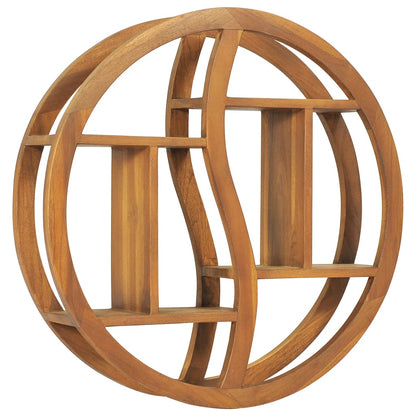 Vägghylla Trä Yin yang-vägghylla 60x15x60 cm massiv teak