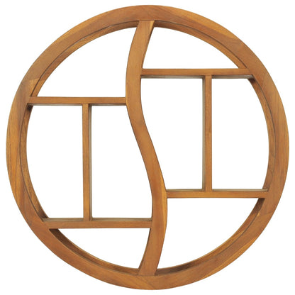 Vägghylla Trä Yin yang-vägghylla 60x15x60 cm massiv teak
