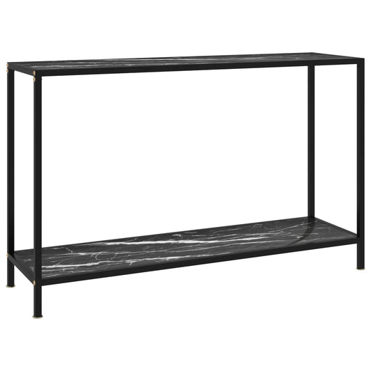 Avlastningsbord Konsollbord Svart 120x35x75 cm härdat glas