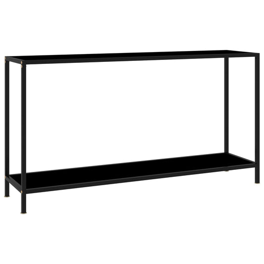 Avlastningsbord Konsollbord Svart 140x35x75 cm härdat glas