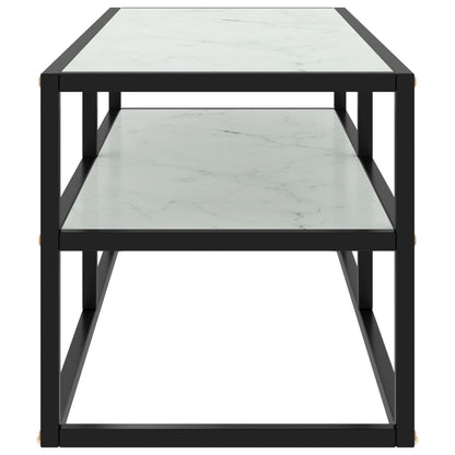 TV-Möbel Svart TV-Bänk med Vit marmor glas 100x40x40 cm