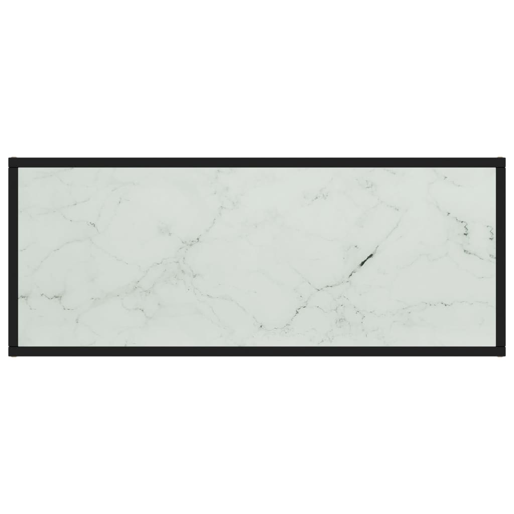 TV-Möbel Svart TV-Bänk med Vit marmor glas 100x40x40 cm