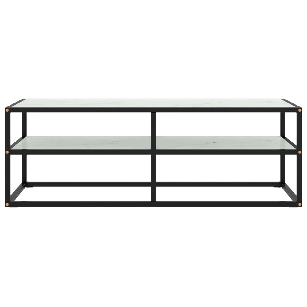 TV-Möbel Svart TV-Bänk med Vit marmor glas 120x40x40 cm