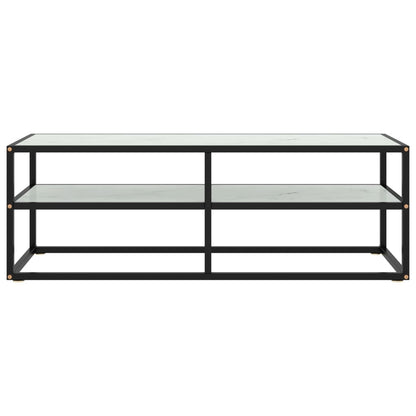TV-Möbel Svart TV-Bänk med Vit marmor glas 120x40x40 cm