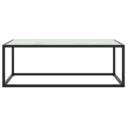 Soffbord Svart med Vit marmor glas 100x50x35 cm