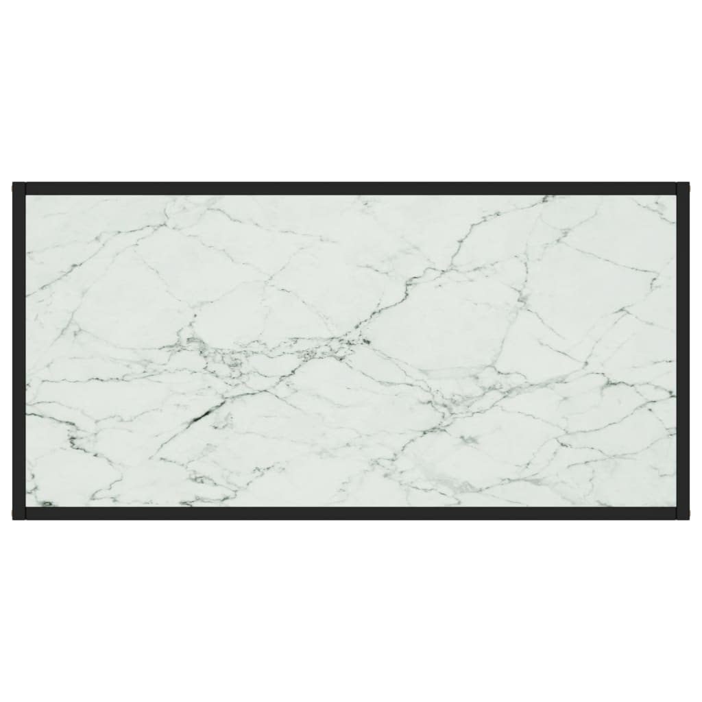 Soffbord Svart med Vit marmor glas 100x50x35 cm
