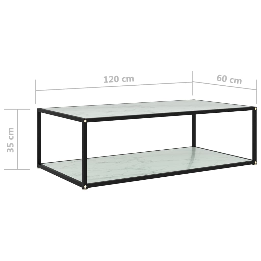 Soffbord Vit 120x60x35 cm härdat glas