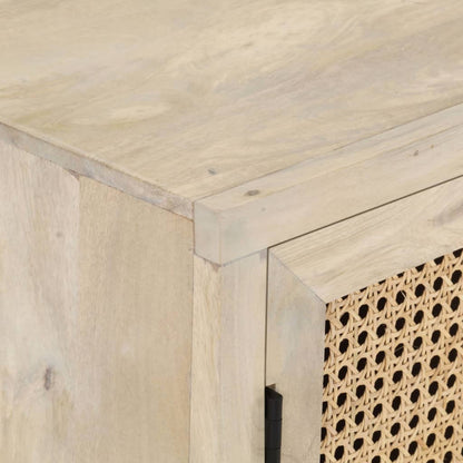 Skänk Trä 60x35x70 cm massivt mangoträ och naturlig rotting