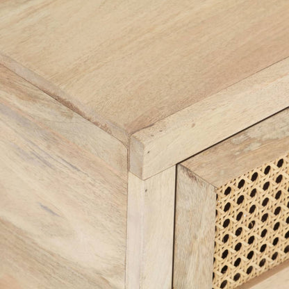 Soffbord Trä 90x50x37 cm massivt mangoträ och naturlig rotting