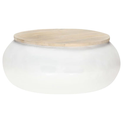 Soffbord Vit 68x68x30 cm massivt mangoträ