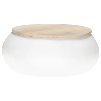 Soffbord Vit 68x68x30 cm massivt mangoträ