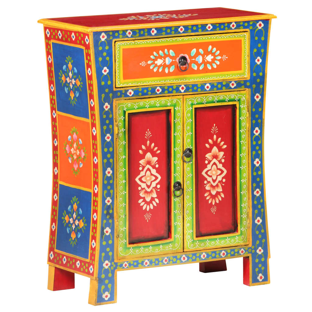 Skänk Trä Handmålad 60x30x75 cm massivt mangoträ