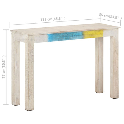 Avlastningsbord Konsollbord Vit 115x35x77 cm grovt mangoträ