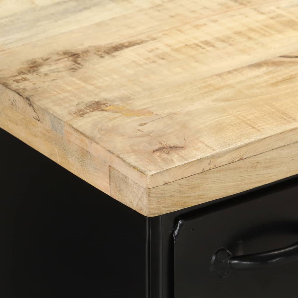 Skänk Svart 140x38x76 cm grovt mangoträ