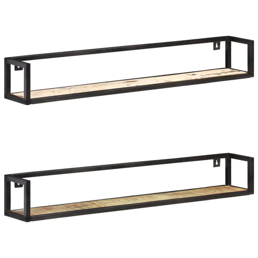 Vägghylla Trä 2 st 120 cm massivt återvunnet trä