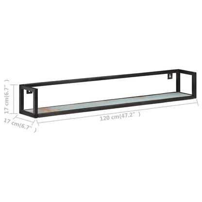 Vägghylla Trä 2 st 120 cm massivt återvunnet trä