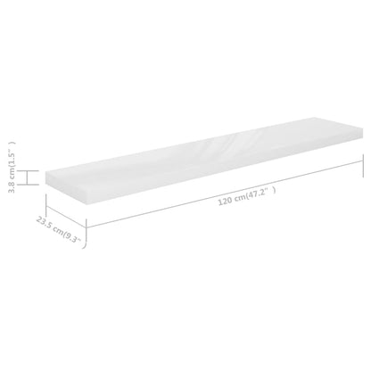 Vägghylla Högglans Vit Svävande Flytande 4 st 120x23,5x3,8 cm
