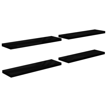 Vägghylla Högglans Svart Svävande Flytande 4 st 90x23,5x3,8 cm
