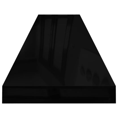 Vägghylla Högglans Svart 2 st 120x23,5x3,8 cm MDF