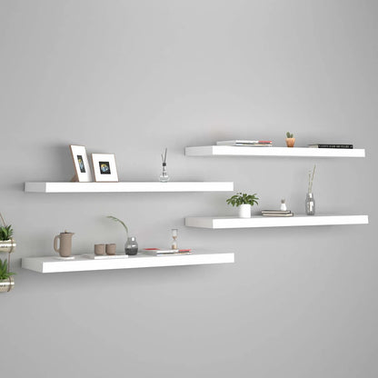 Vägghylla Vit 4 st Vit 90x23,5x3,8 cm MDF