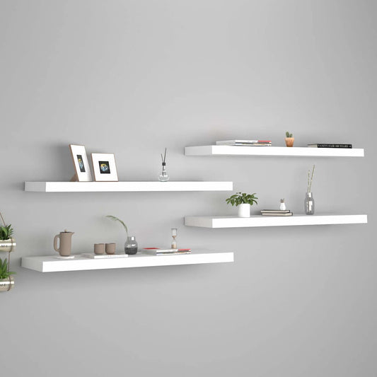 Vägghylla Vit 4 st Vit 90x23,5x3,8 cm MDF