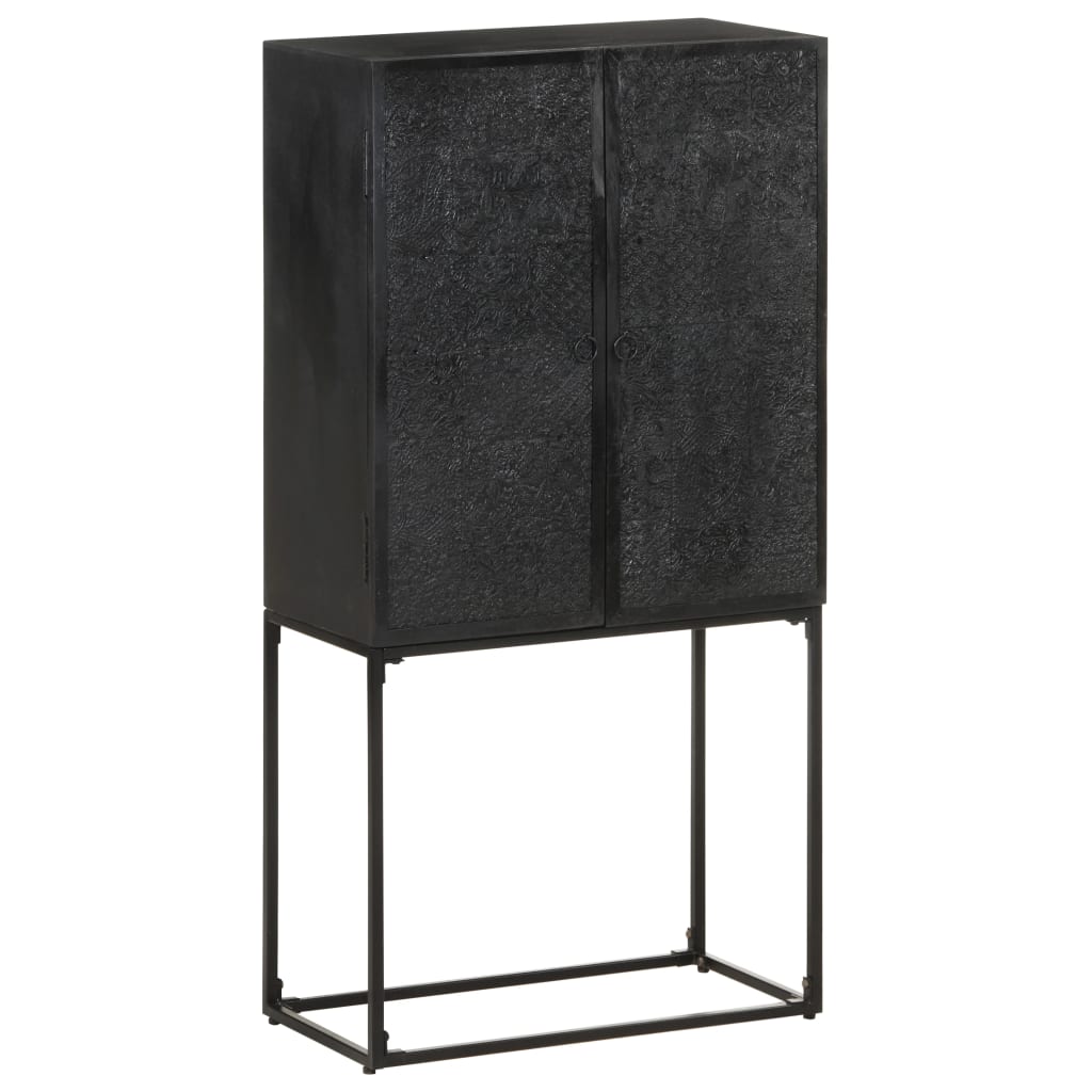 Skänk Svart 60x30x120 cm massivt akaciaträ och mangoträ