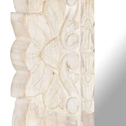 Väggspegel Vit 110x50 cm massivt mangoträ