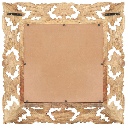 Väggspegel Handsnidad Brun 50x50 cm massivt mangoträ