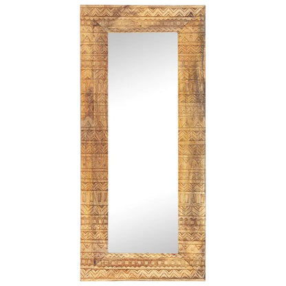 Väggspegel Handsnidad 110x50x2,5 cm massivt mangoträ