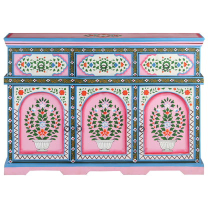 Skänk Trä Handmålad flerfärgad 110x30x76 cm massivt mangoträ