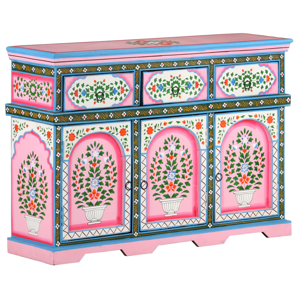 Skänk Trä Handmålad flerfärgad 110x30x76 cm massivt mangoträ