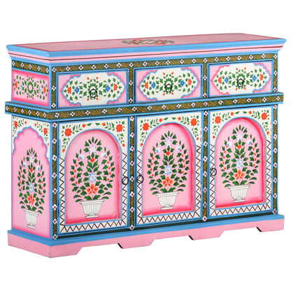 Skänk Trä Handmålad flerfärgad 110x30x76 cm massivt mangoträ