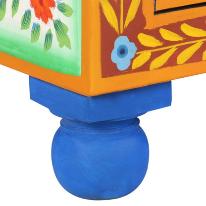 Skänk Trä Handmålad 70x35x60 cm massivt mangoträ