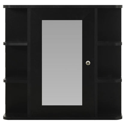Badrumsspegel Spegelskåp Svart 66x17x63 cm
