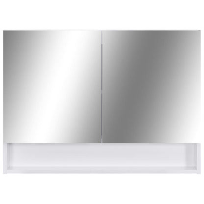 Badrumsspegel Spegelskåp LED Vit 80x15x60 cm