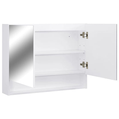 Badrumsspegel Spegelskåp LED Vit 80x15x60 cm