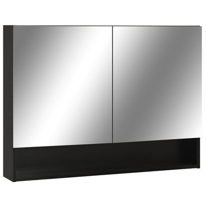Badrumsspegel Spegelskåp LED Svart 80x15x60 cm