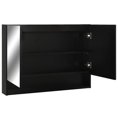 Badrumsspegel Spegelskåp LED Svart 80x15x60 cm