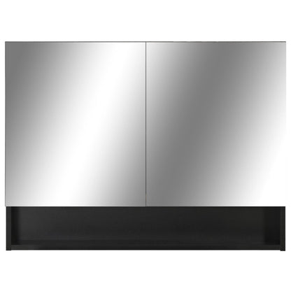Badrumsspegel Spegelskåp LED Svart 80x15x60 cm