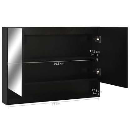 Badrumsspegel Spegelskåp LED Svart 80x15x60 cm