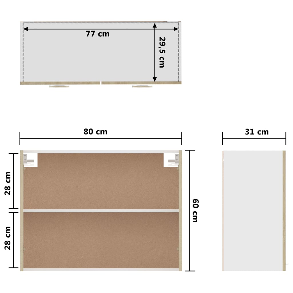 Väggskåp sonoma-ek 80x31x60 cm konstruerat trä