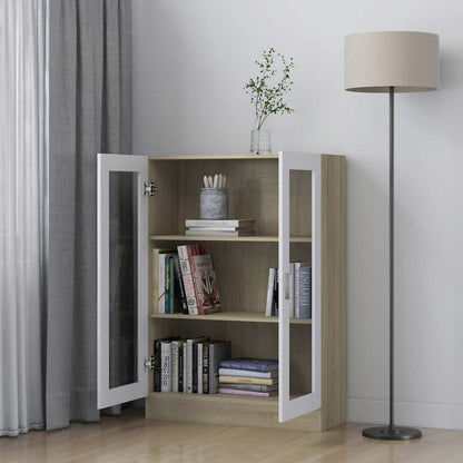 Vitrinskåp Vit och Sonoma Ek 82,5x30,5x115 cm