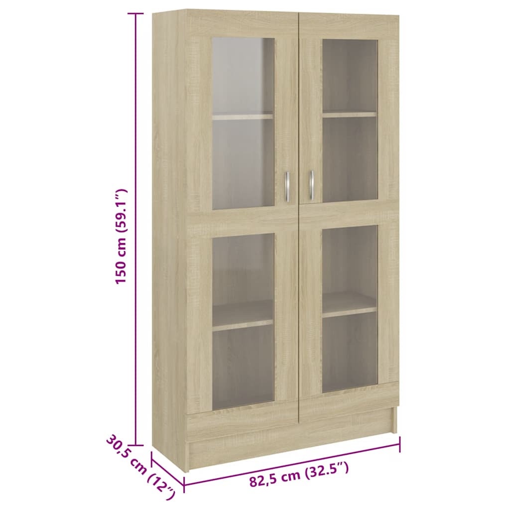 Vitrinskåp Sonoma Ek 82,5x30,5x150 cm