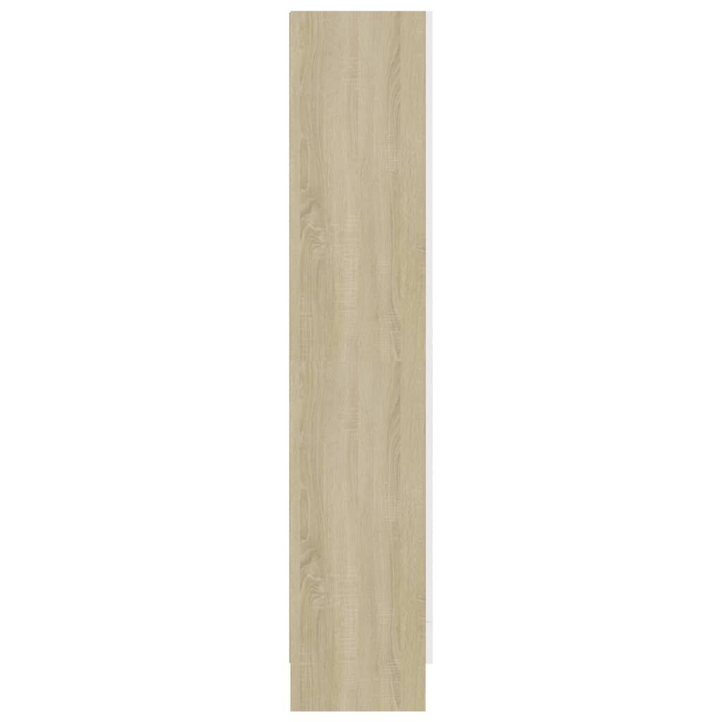 Vitrinskåp Vit och Sonoma Ek 82,5x30,5x150 cm