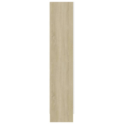 Vitrinskåp Vit och Sonoma Ek 82,5x30,5x150 cm